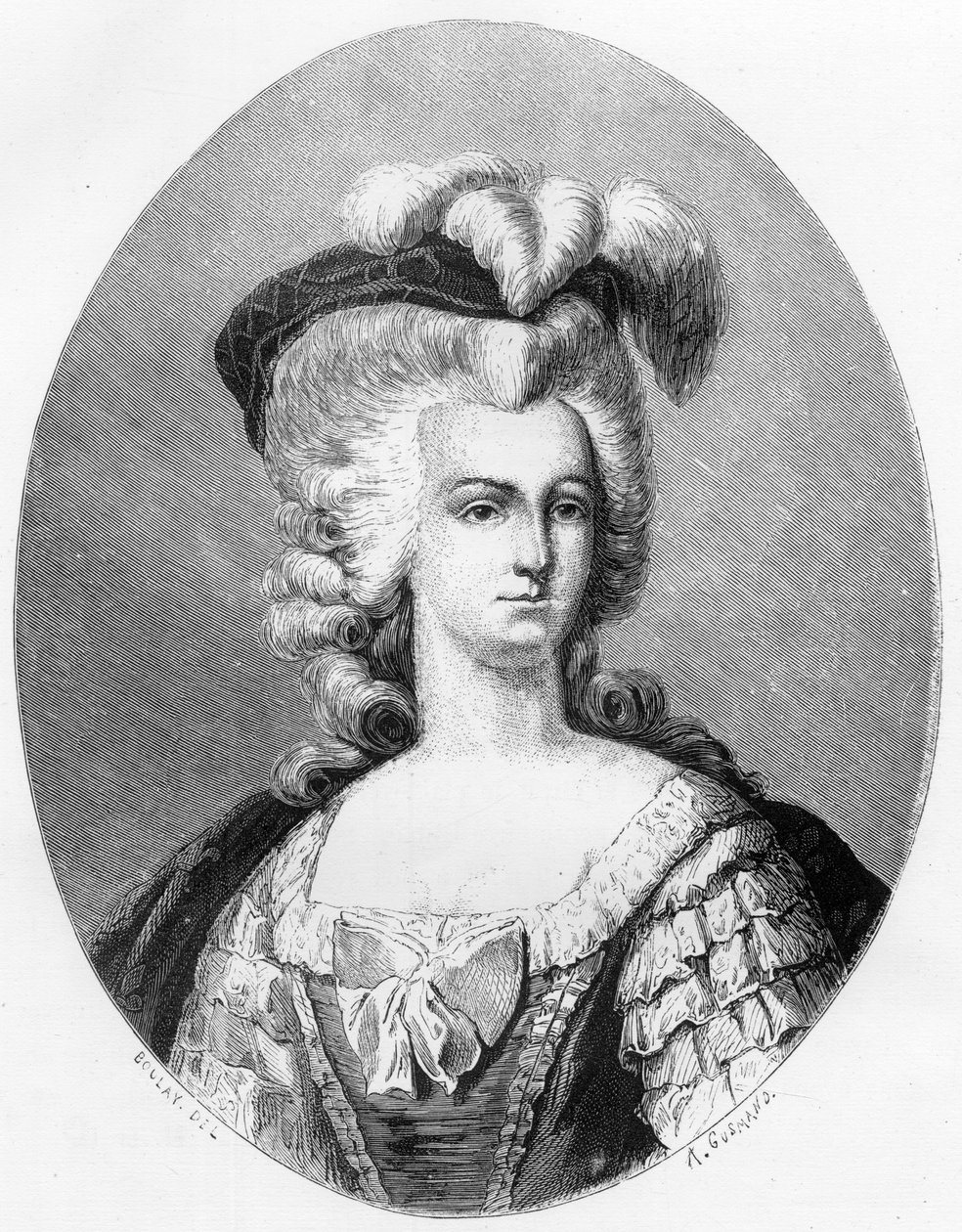 Portrett av Marie Antoinette (1755-1793), dronning av Frankrike - Gravering av 1863 i "Le Livre Rouge - Histoire De L