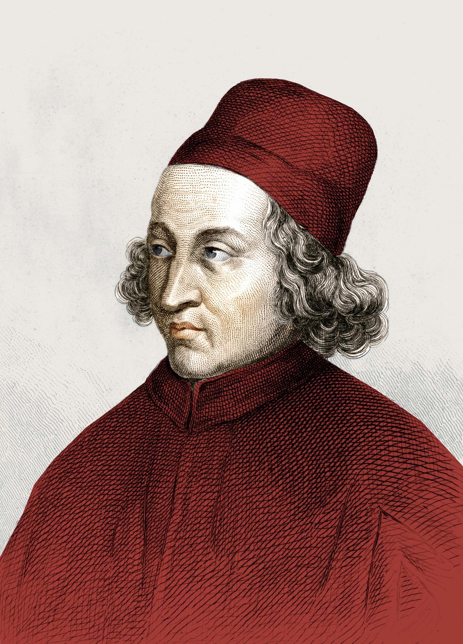 Portrett av Marsilio Ficino, dit en francais Marsile Ficin (1433 - 1499), gravering fra 1700-tallet. av Anonymous Anonymous