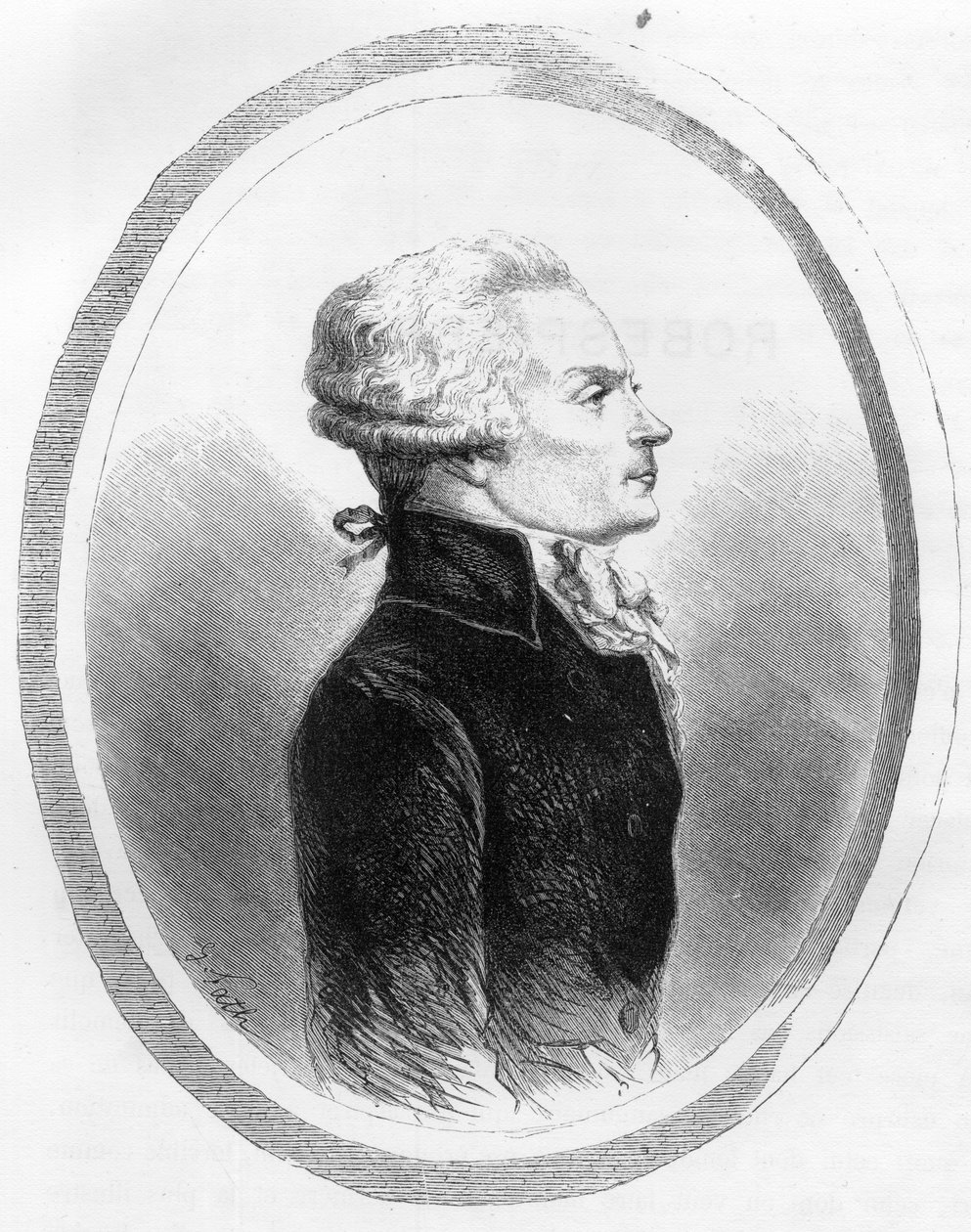 Portrett av Maximilian av Robespierre (1758-1794) politiker - Gravering av 1863 i "Den røde boken - Histoire De L'echafaud en France" av Dupray de La Maherie. Privat samling. av Anonymous Anonymous
