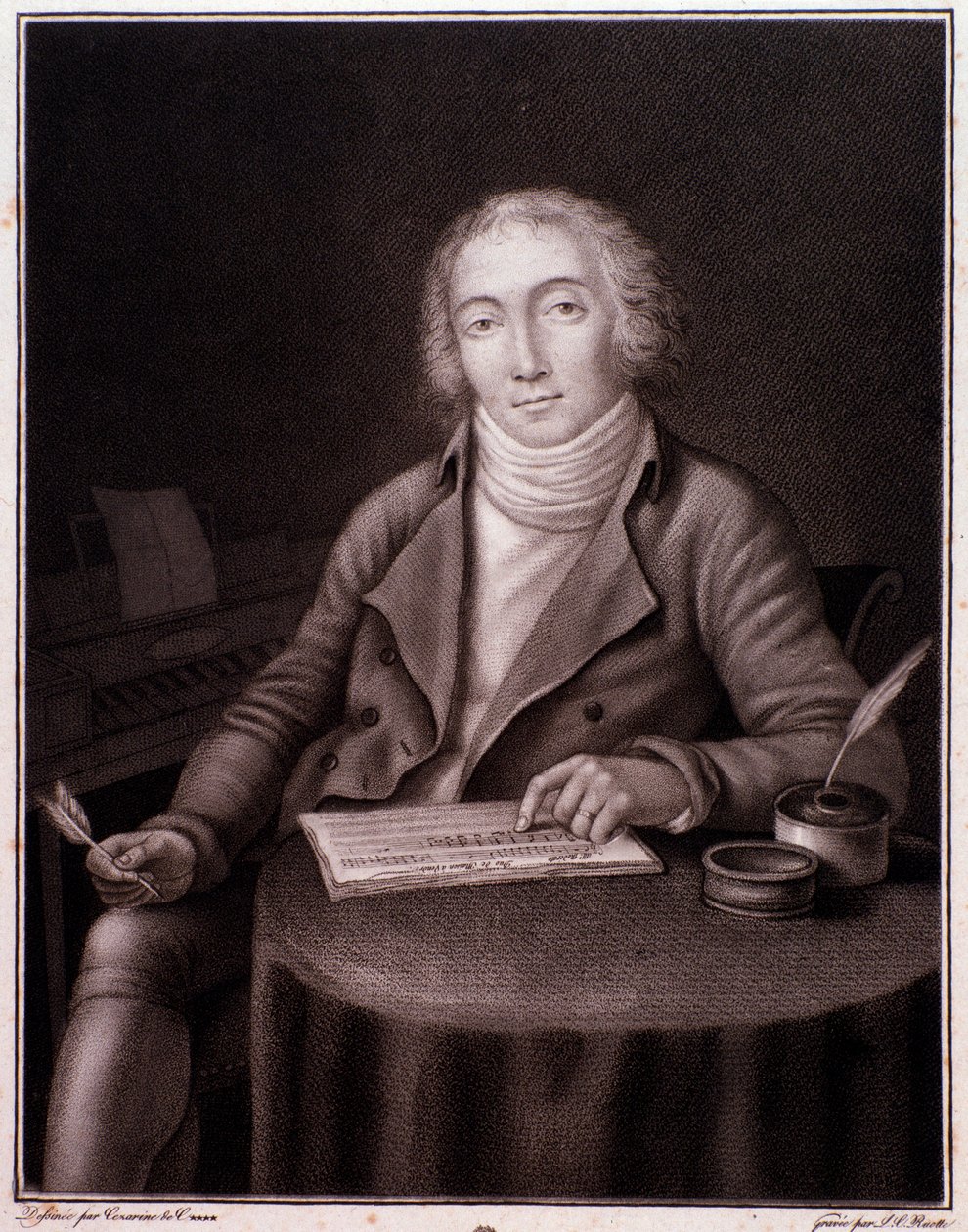 Portrett av Nicolas Marie Dalayrac (1753-1809) engelsk komponist Engraving. 1800-tallet. Privat samling av Anonymous Anonymous