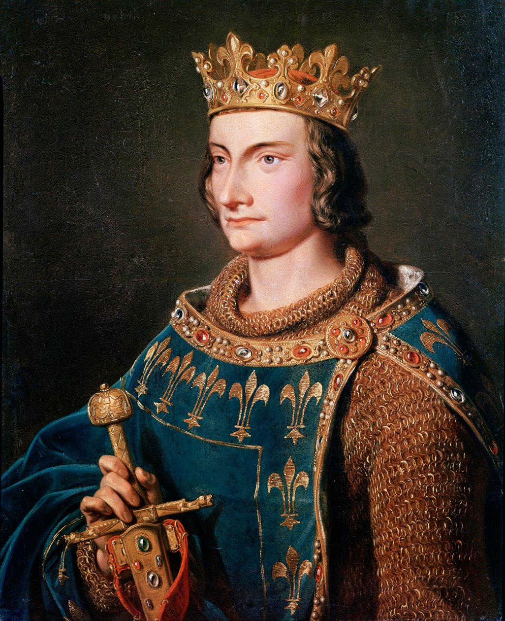 Portrett av Filip IV the Bel (1268 - 1314), konge av Frankrike. Anonymt maleri fra 1800-tallet. Slottene i Versailles og Trianon. av Anonymous Anonymous