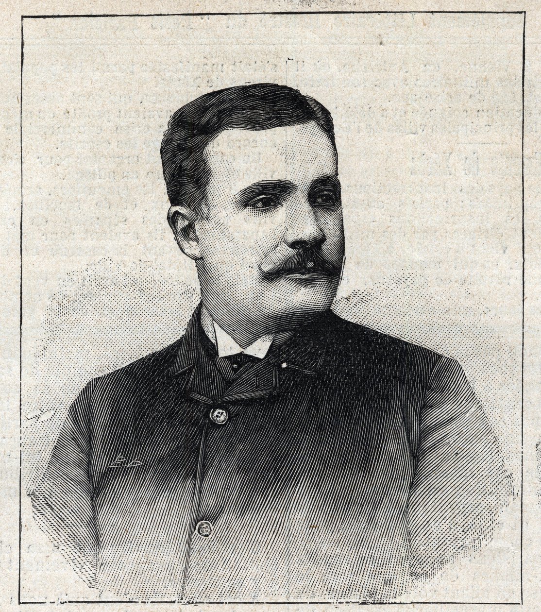 Portrett av Pierre Decourcelle, fransk forfatter (1856-1926). Gravering i "" Le Petro Parisien"" av Anonymous Anonymous