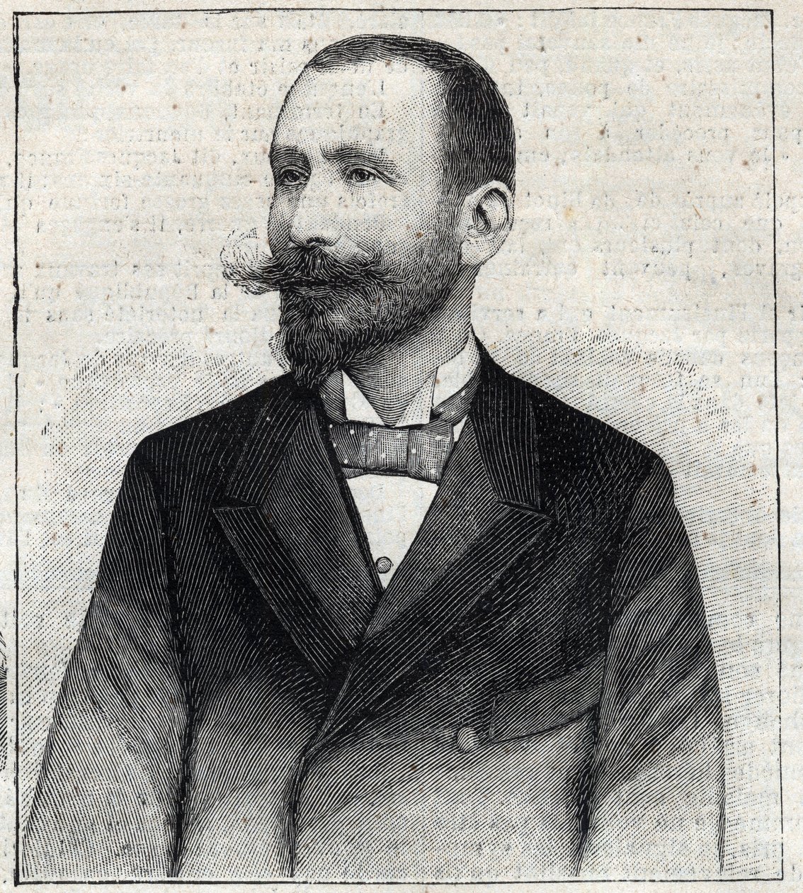 Portrett av Pierre Sales (1854? -1921?), en fransk forfatter. Gravering i "" Le Petro Parisien"" av Anonymous Anonymous
