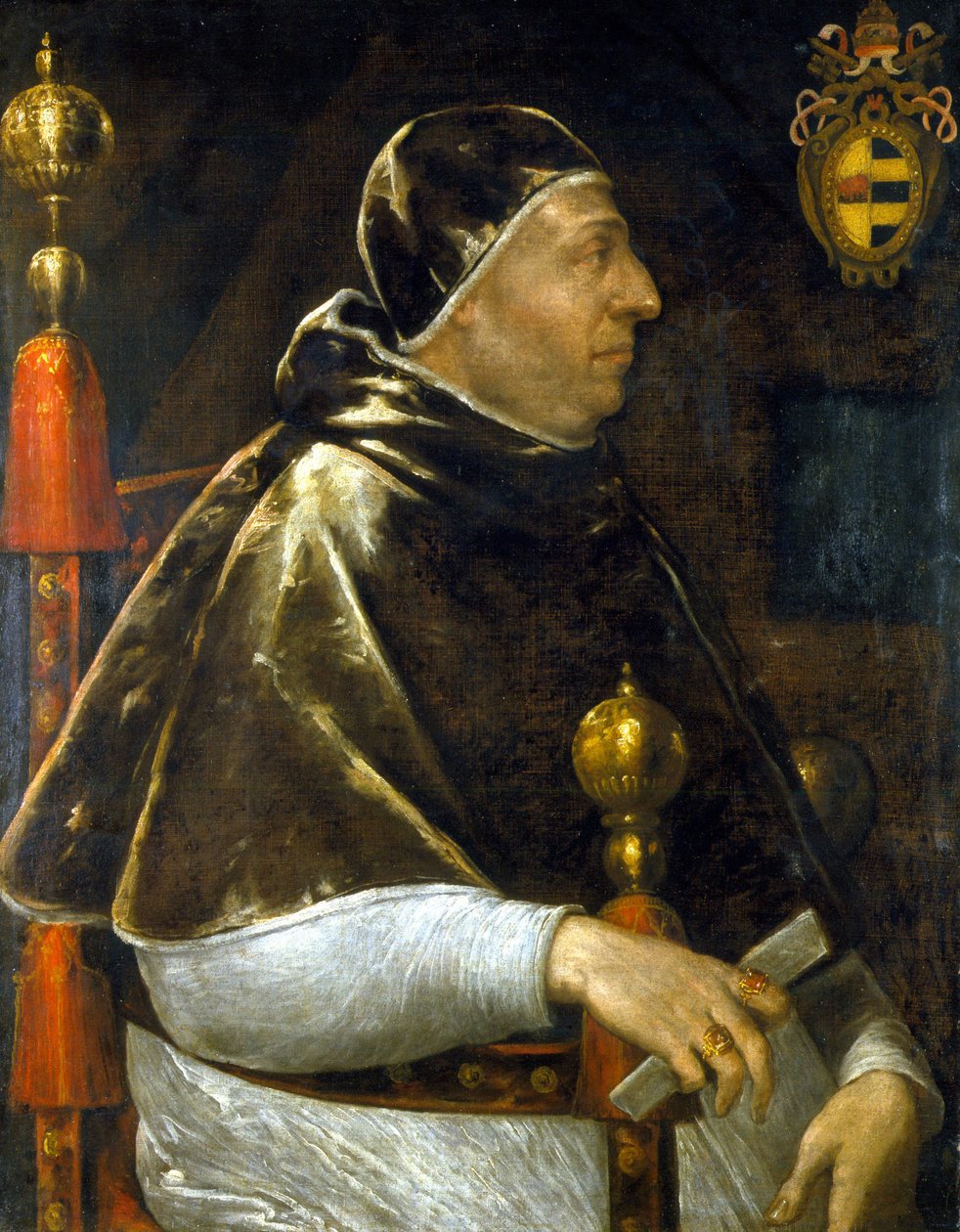 Portrett av pave Alexander VI (Rodrigo Borgia 1431-1503). anonymt maleri. . Milan. av Anonymous Anonymous