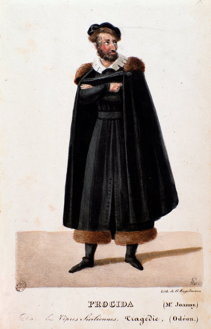 Portrett av Procida tolket av Joanny i The Sicilian Vespers opera av Giuseppe Verdi av Anonymous Anonymous