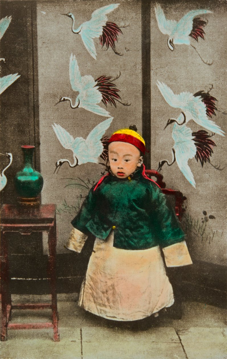 Portrett av Puyi (Pou yi) rundt 1911 (1906-1967) 12. og siste kinesiske keiser av Qing-dynastiet (gravering) av Anonymous Anonymous