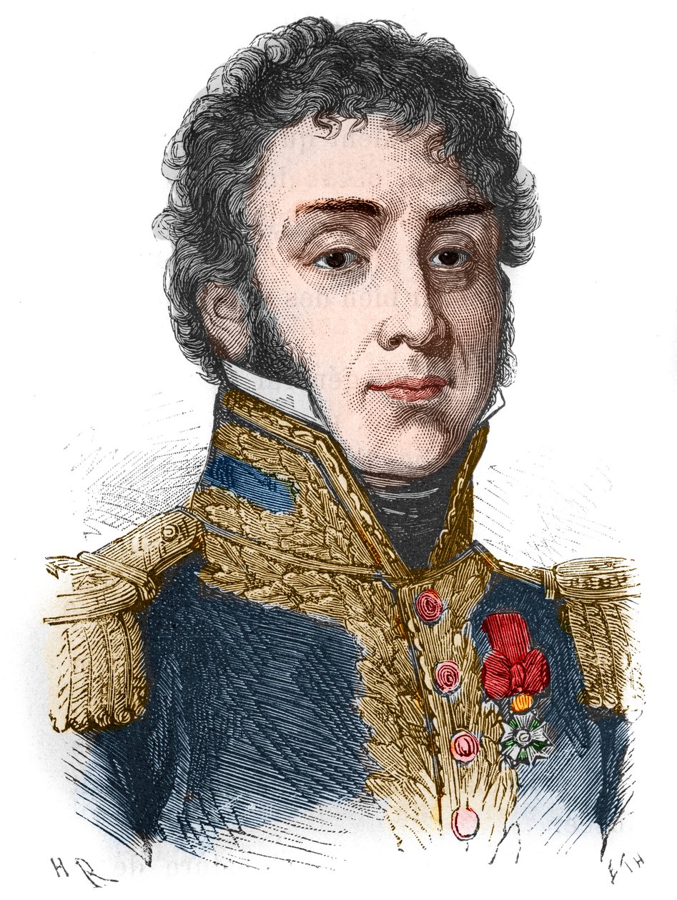 Portrett av Remy Joseph Isidore Exelmans (eller Exelmans), Marshal and Peer of France (1775 - 1852) - i "" L
