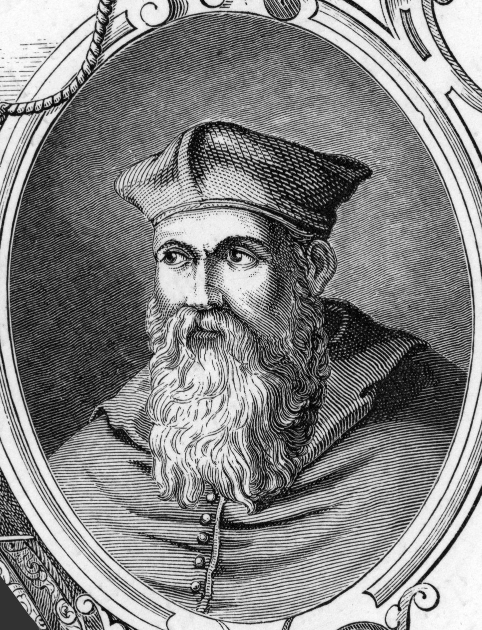 Portrett av Sebastiano Luciani dit Sebastiano del Piombo (1485-1547) italiensk maler. 1859 gravering i "" galleriene i Europa - Italia"" av Armandaud. Privat samling. av Anonymous Anonymous