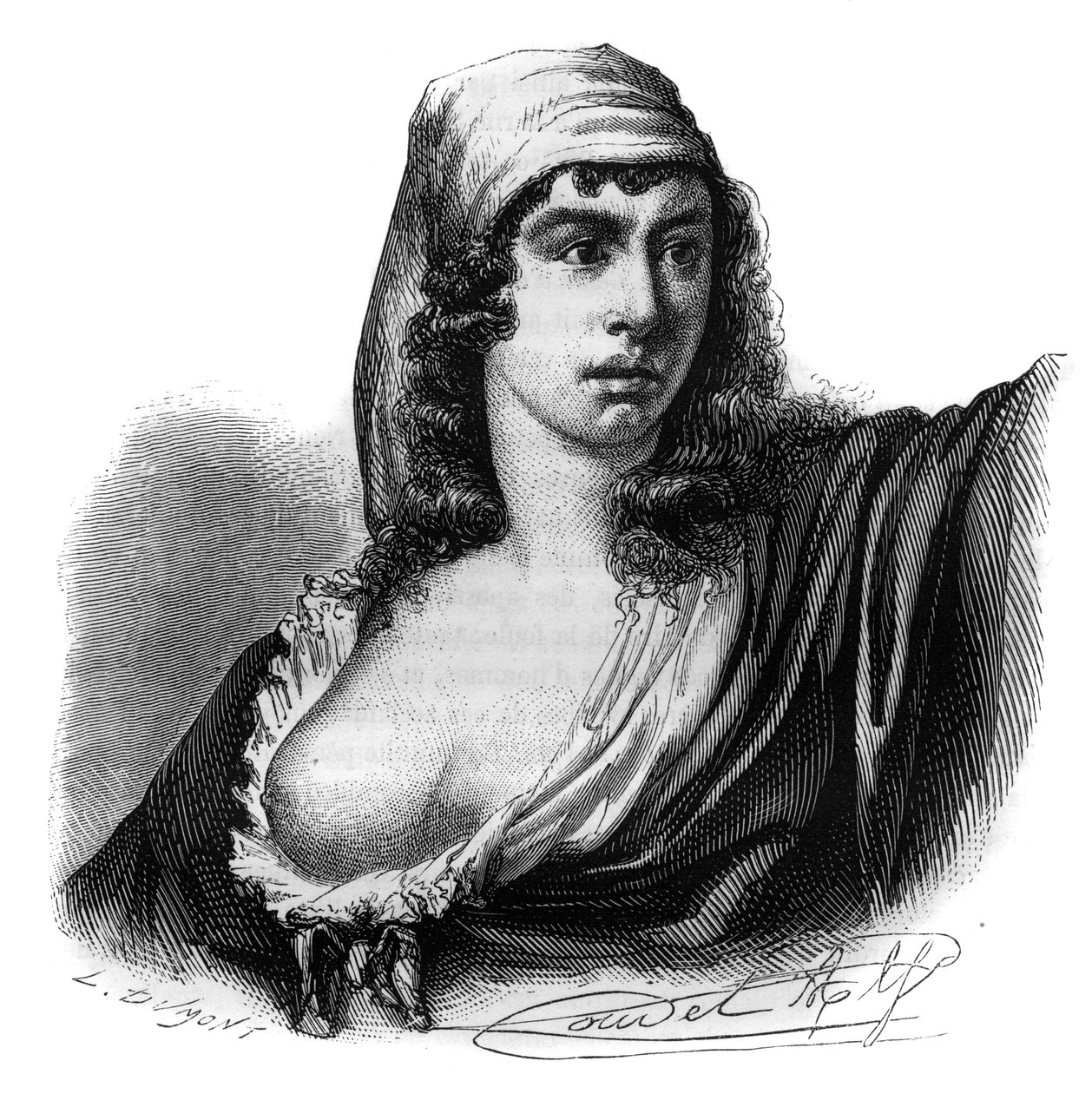 Portrait of Theroigne de Mericourt (1762-1817), French revolutionary - Engraving in “Histoire des Girondins”” by Alphonse de Lamartine (1790-1869) 1865-1866 - Private collection av Anonymous Anonymous