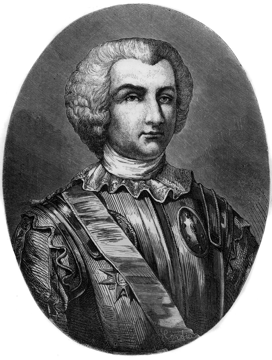 Portrait of Thomas Arthur (1702-66) Earl of Lally - Portrait of the Marquis Thomas Arthur, Baron de Tollendal, Earl of Lally (1702-1766), French General of Irish origin - Engraving of 1863 in “The Red Book - History Of The Scaffold in France” by Dupray de  av Anonymous Anonymous
