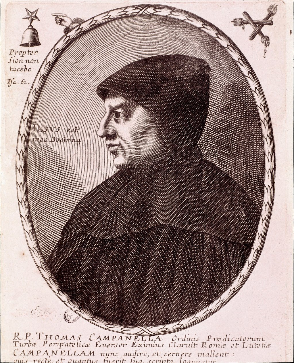 Portrett av Tommaso Campanella, dominikansk munk og filosof. Gravering. av Anonymous Anonymous