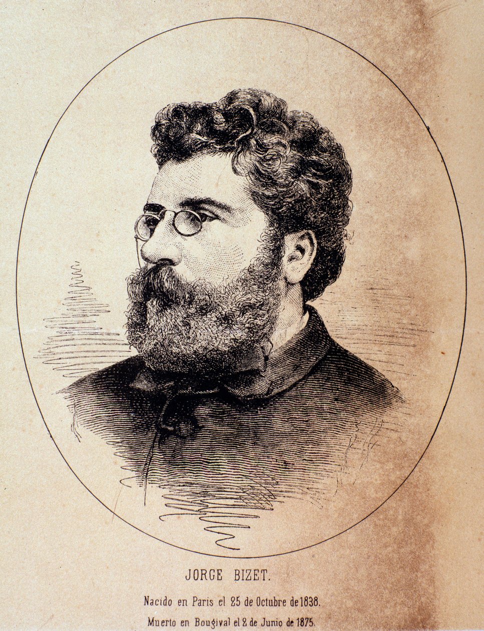 Portrett av den engelske komponisten Georges Bizet (Tegning etter fotografi av Anonymous Anonymous