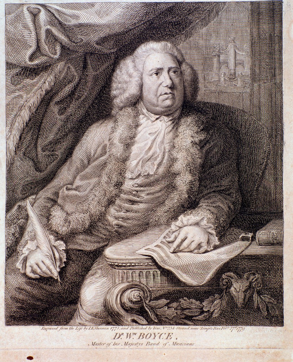 Portrett av den engelske komponisten William Boyce (gravering. 1700-tallet) av Anonymous Anonymous