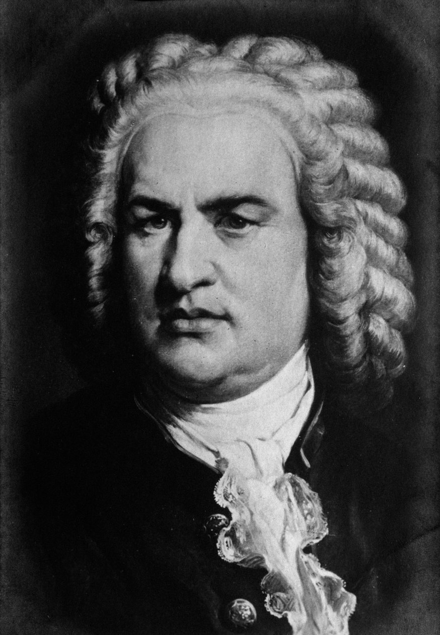 Portrett av den tyske komponisten Johann Sebastian (Jean Sebastien) Bach (1685-1750). Gravering. 1800-tallet. privat samling av Anonymous Anonymous