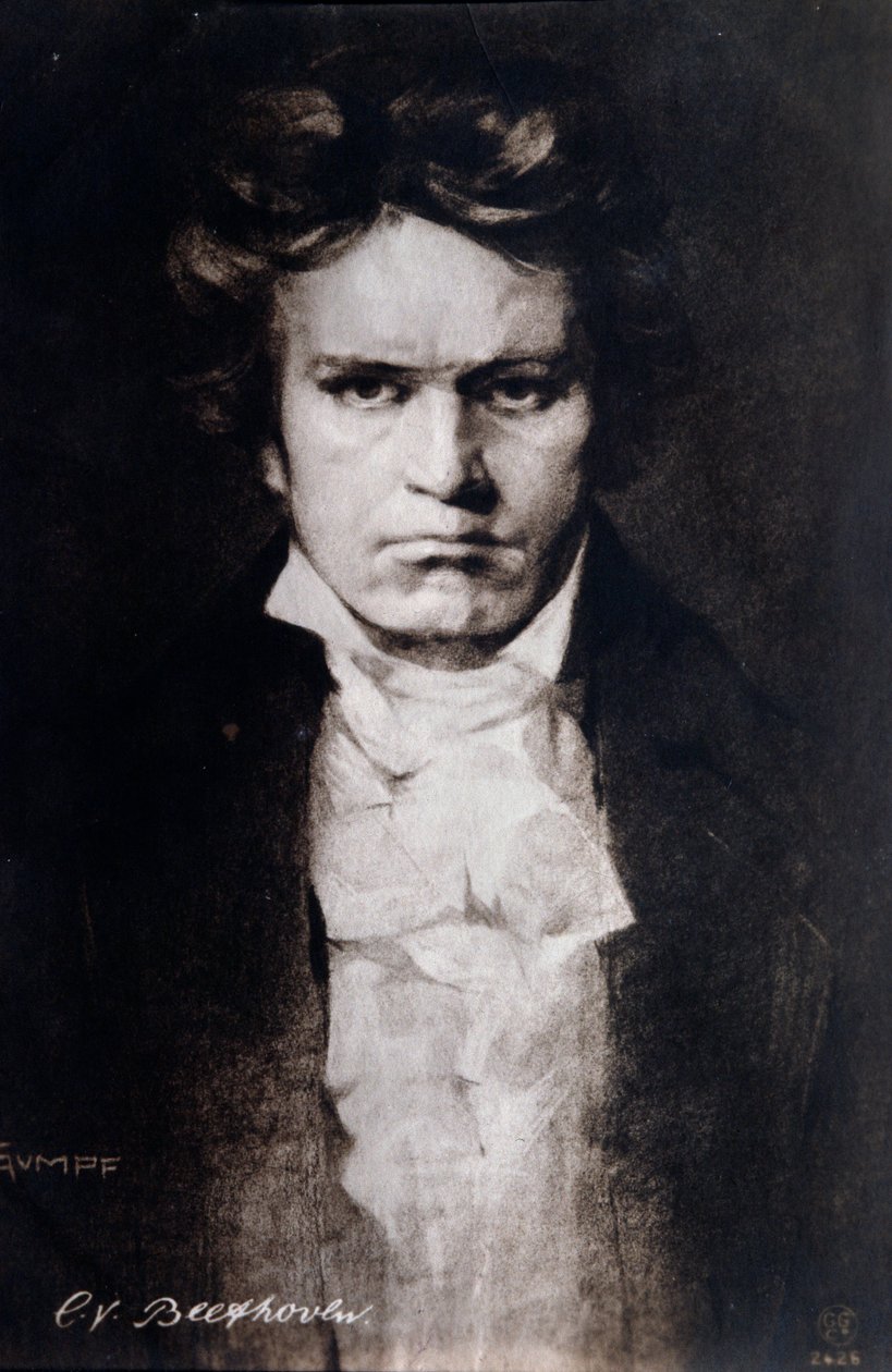 Portrett av den tyske komponisten Ludwig van Beethoven (gravering av Anonymous Anonymous