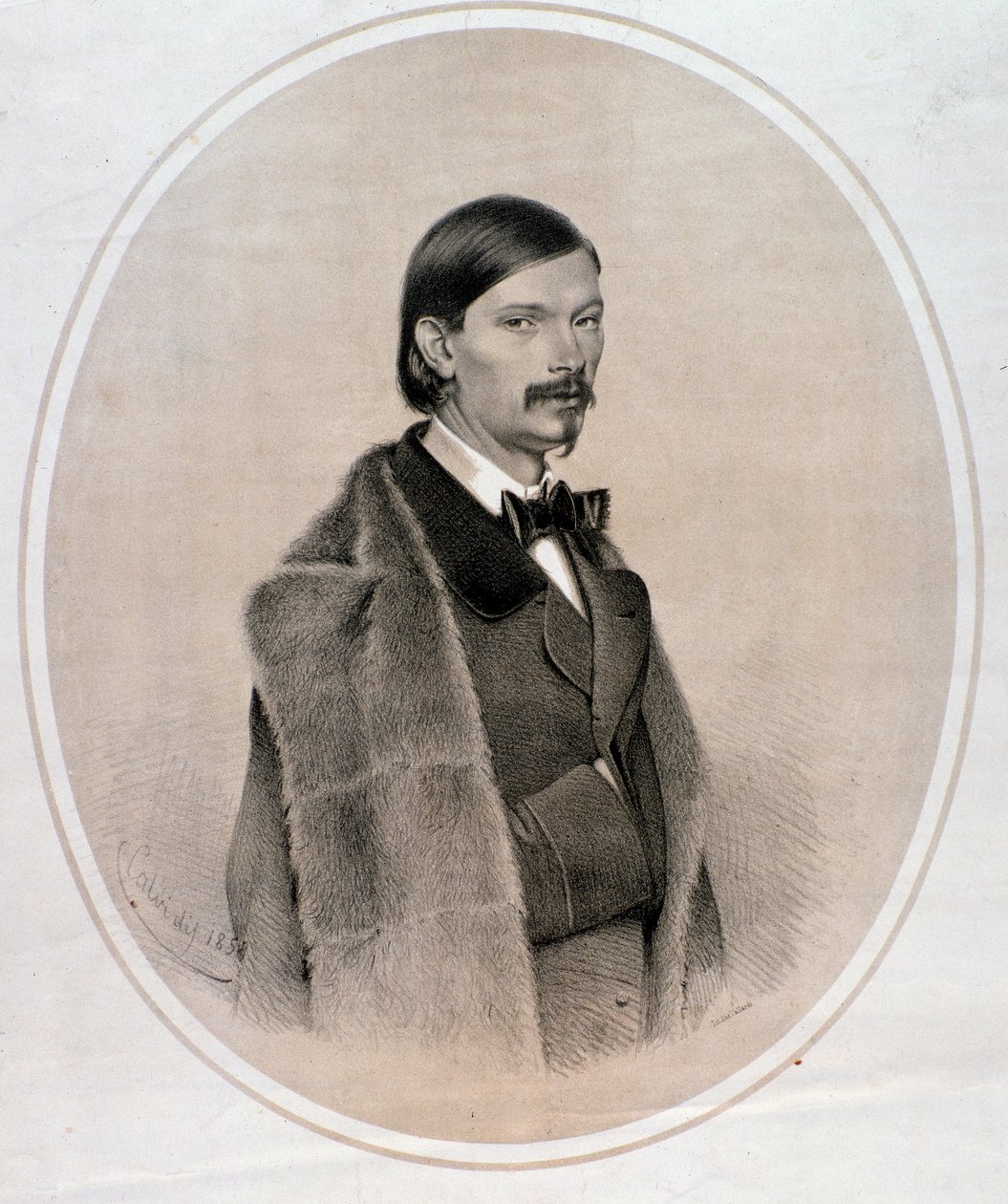 Portrett av italiensk dirigent, kontrabassmusiker og komponist Giovanni Bottesini (Tegning. 1858) av Anonymous Anonymous