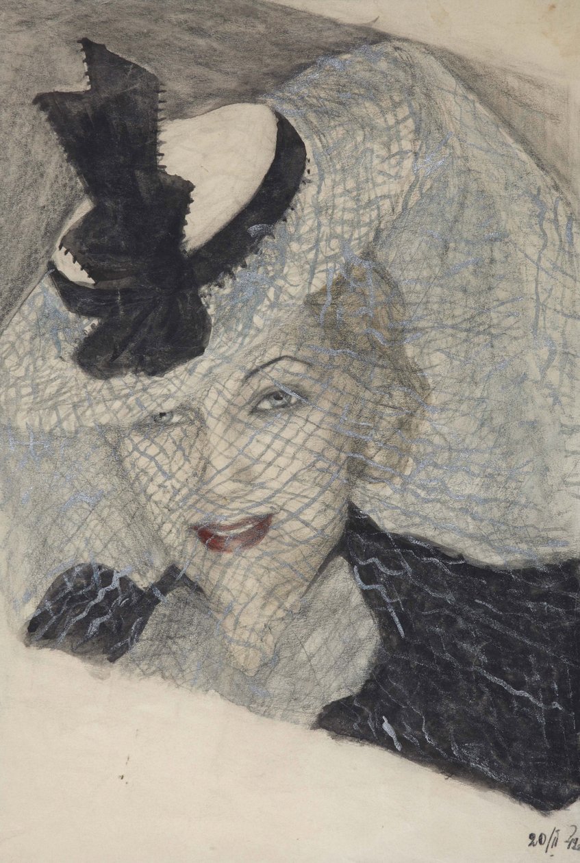 Portrett av skuespillerinnen Lyubov Orlova - Lioubov Petrovna Orlova (1902-1975) - Anonym. Akvarell, Gouache, hvit farge, blekk på papir av Anonymous Anonymous
