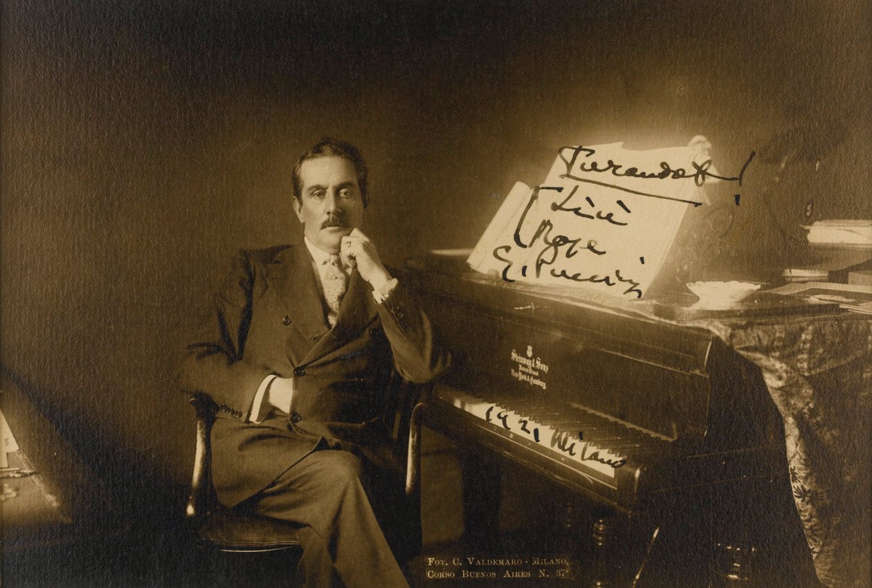 Portrett av komponisten Giacomo Puccini (1858-1924) av Anonymous Anonymous