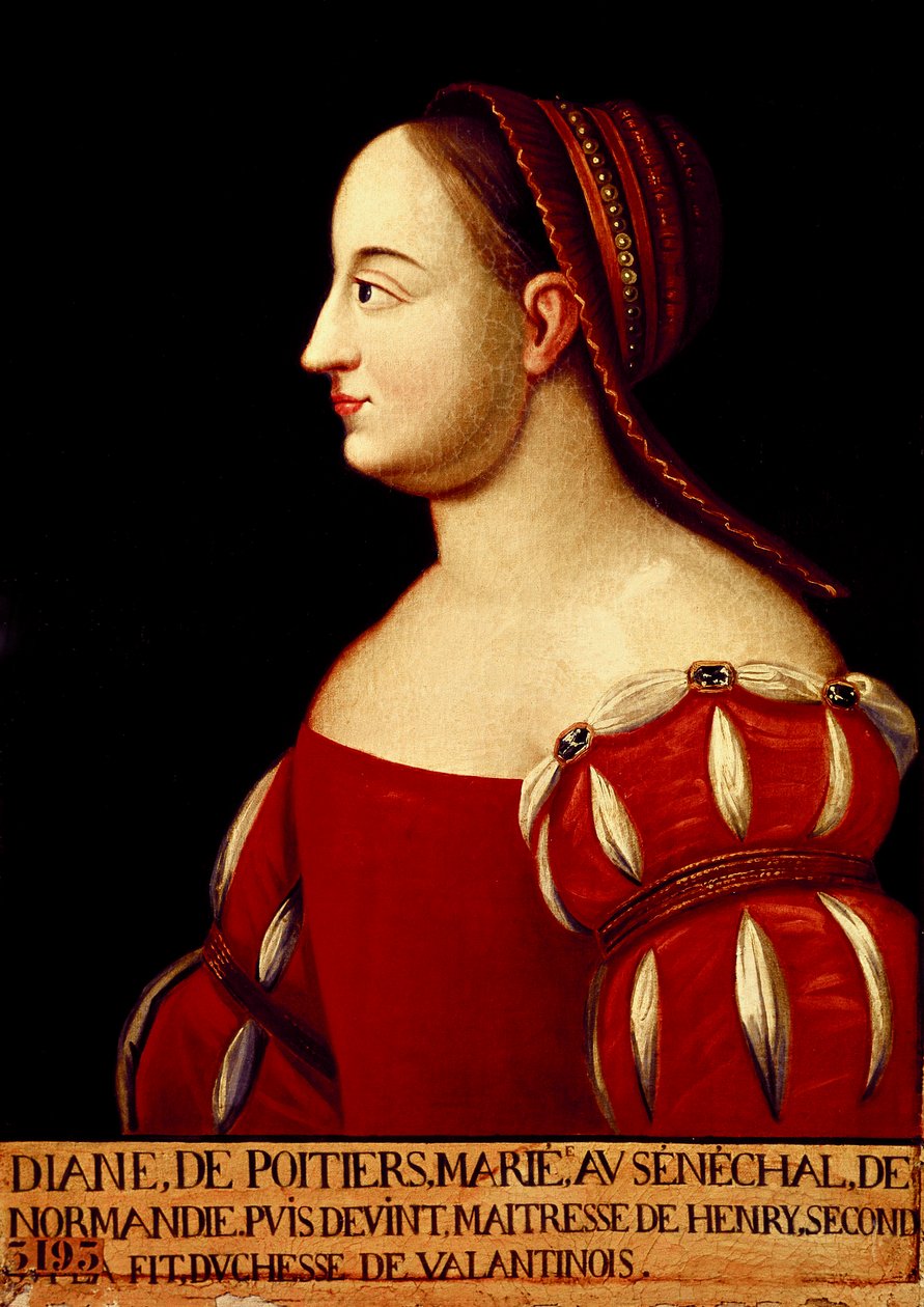 Portrett av hertuginnen av Valentinois Diana de Poitiers (1499-1566), favoritt til kong Henry II av Frankrike av Anonymous Anonymous