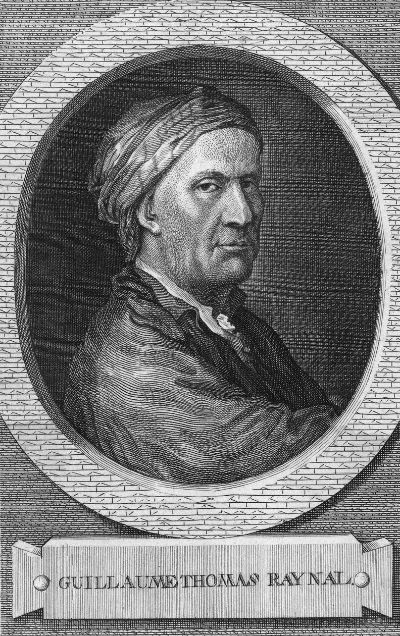 Portrett av den franske forfatteren, tenkeren og presten Guillaume-Thomas Raynal (1713-1796)» (Guillaume Thomas Raynal Fransk forfatter og bokstavmann under opplysningstiden) Gravering av 1800-tallets privatsamling av Anonymous Anonymous