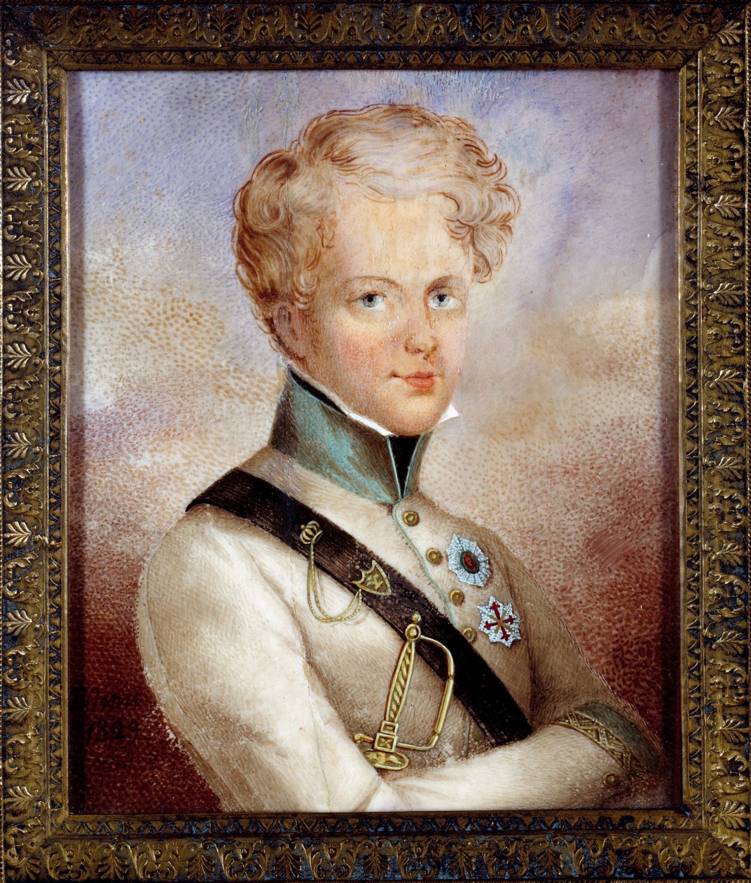 Portrett av kongen av Roma Napoleon II, hertug av Reichstadt (1811-1832) sønn av keiser Napoleon I (1769-1821) Anonymt maleri. 1829 Privat samling av Anonymous Anonymous