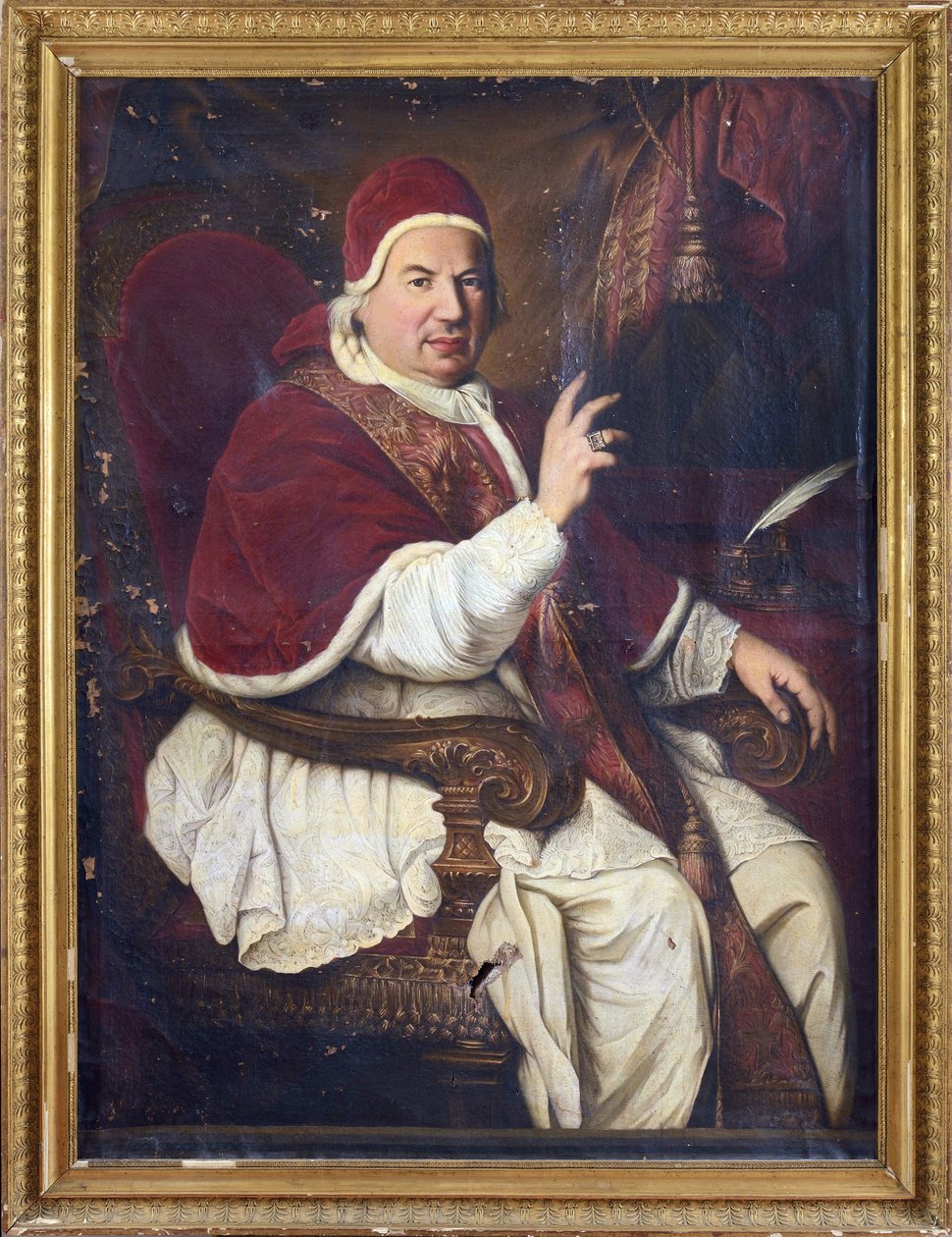 Portrett av pave Benedikt XIV (1675-1758), anonym . Olje på lerret, andre halvdel av 1700-tallet.. Dimensjon: 128x94 cm. Privat samling av Anonymous Anonymous