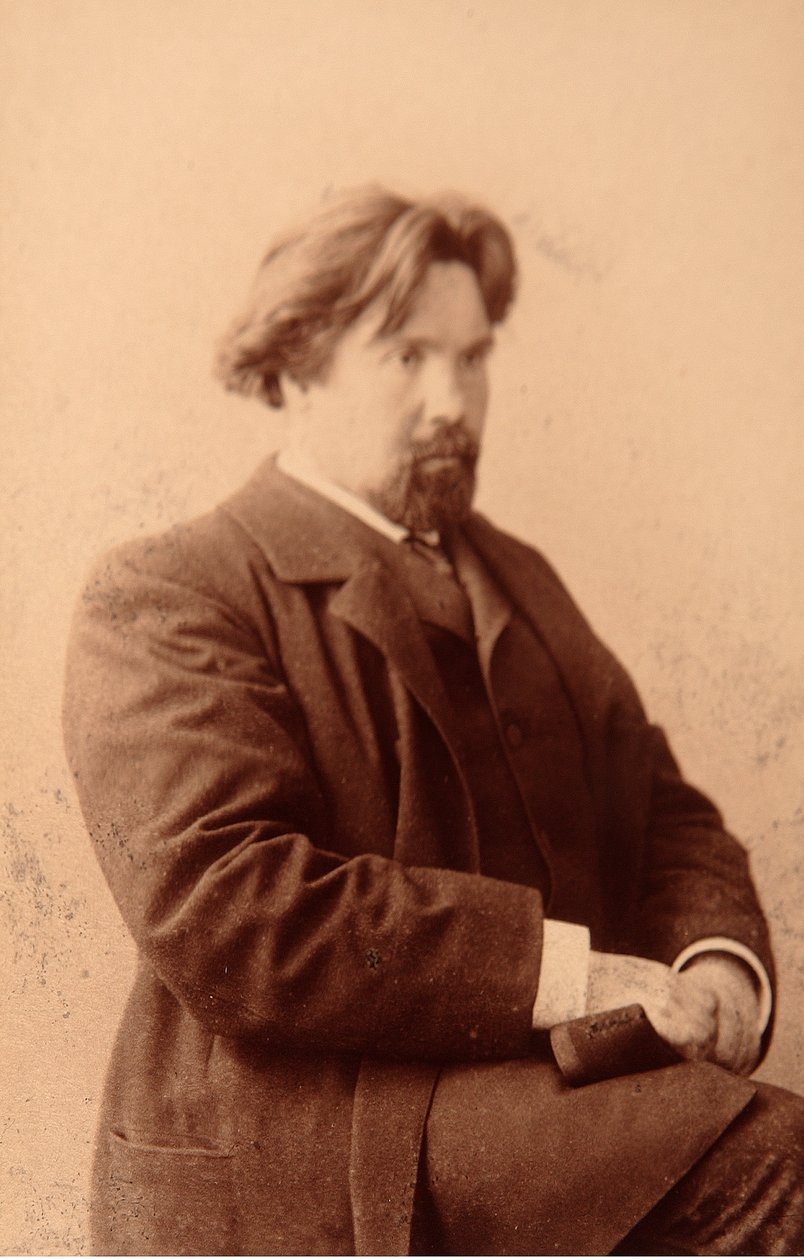 Portrett av kunstneren Vasilli Ivanovich Sourikov (Vasily Surikov ou Vassili Surikow) (1848-1916). Albumin bilde av Anonymous Anonymous