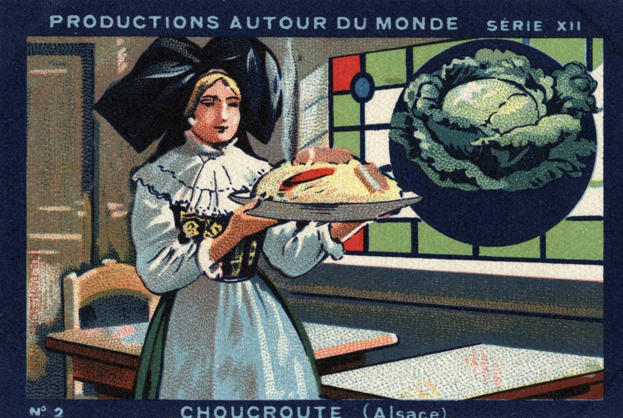 Produksjoner over hele verden: surkål i Alsace. Kromolitografi fra 1933 i "" Joseph-Milliat Album"" av Anonymous Anonymous