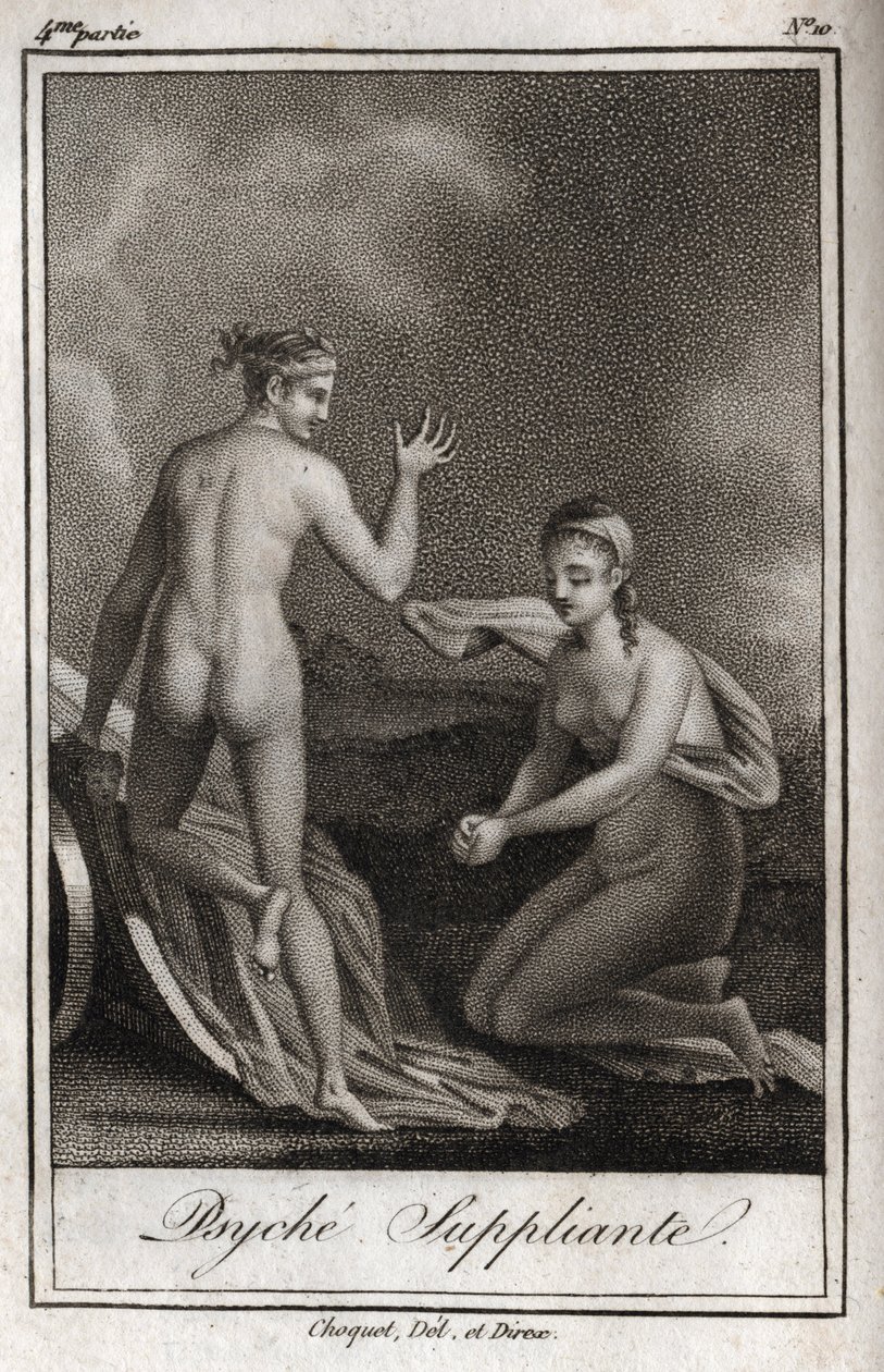 Psyche tigger. Gravering fra 1819 i «Lettres a Emilie sur la mythologie» av Charles Albert Demoustier (1760-1801). Privat samling. av Anonymous Anonymous