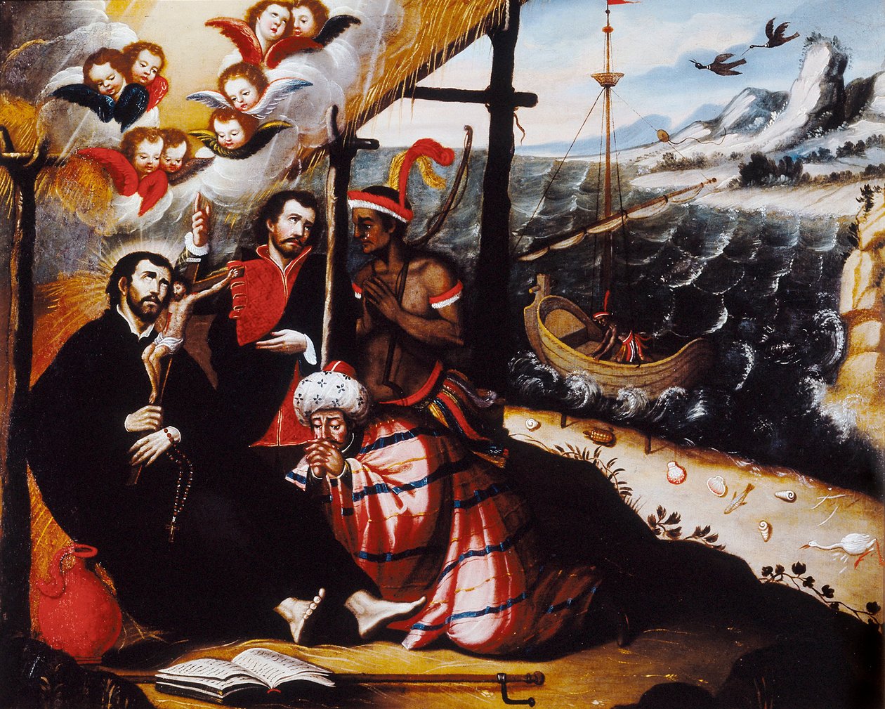 ""Representasjon av Saint Francois Xavier (1506-1552), jesuittmisjonær medgründer av selskapet til Jesus og skytshelgen for misjonene"" Anonymt maleri. av Anonymous Anonymous