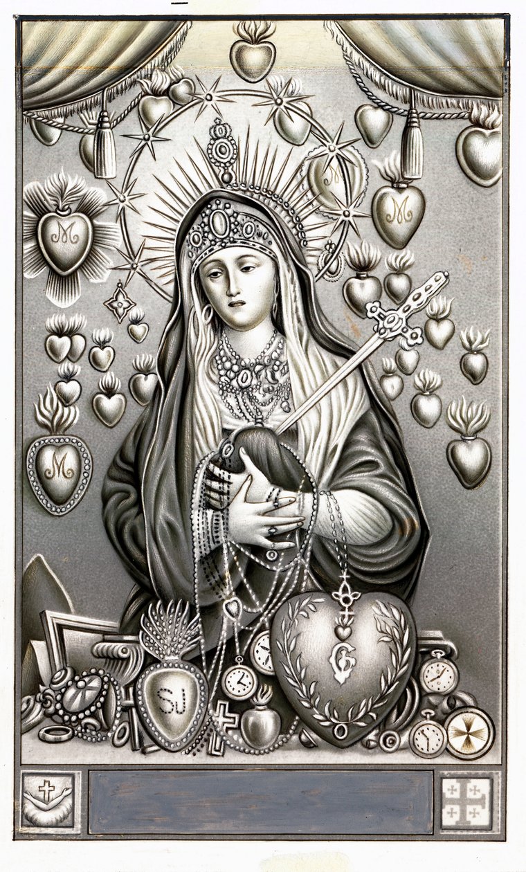 Representasjon av smertens jomfru, mater dolorosa fromt bilde. Debut av privatsamlingen fra det 20. århundre av Anonymous Anonymous