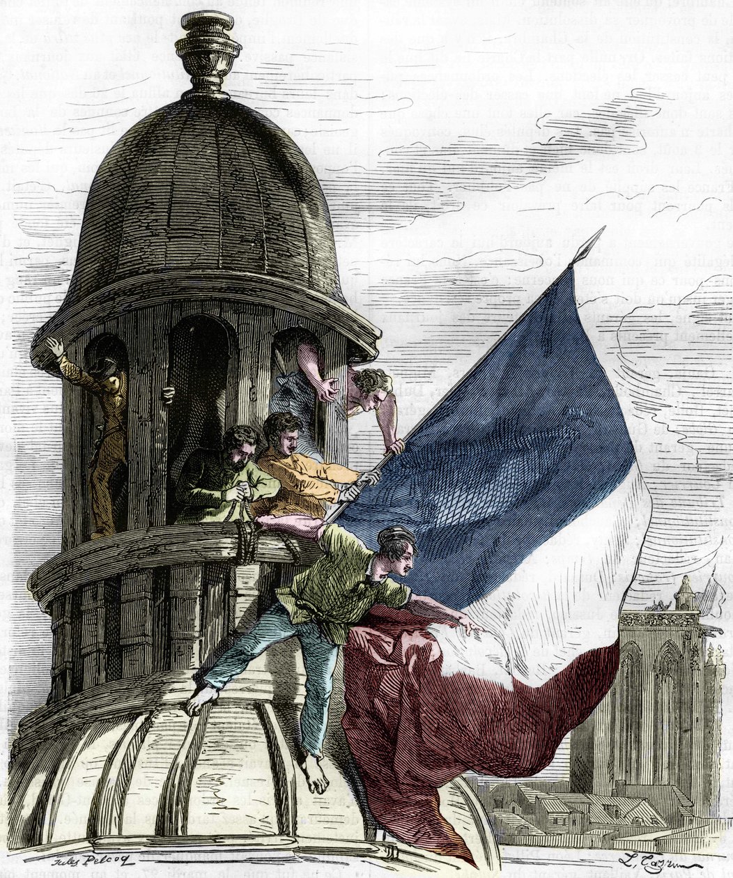 Revolution of 1830: the tricolor flag on the town hall. av Anonymous Anonymous