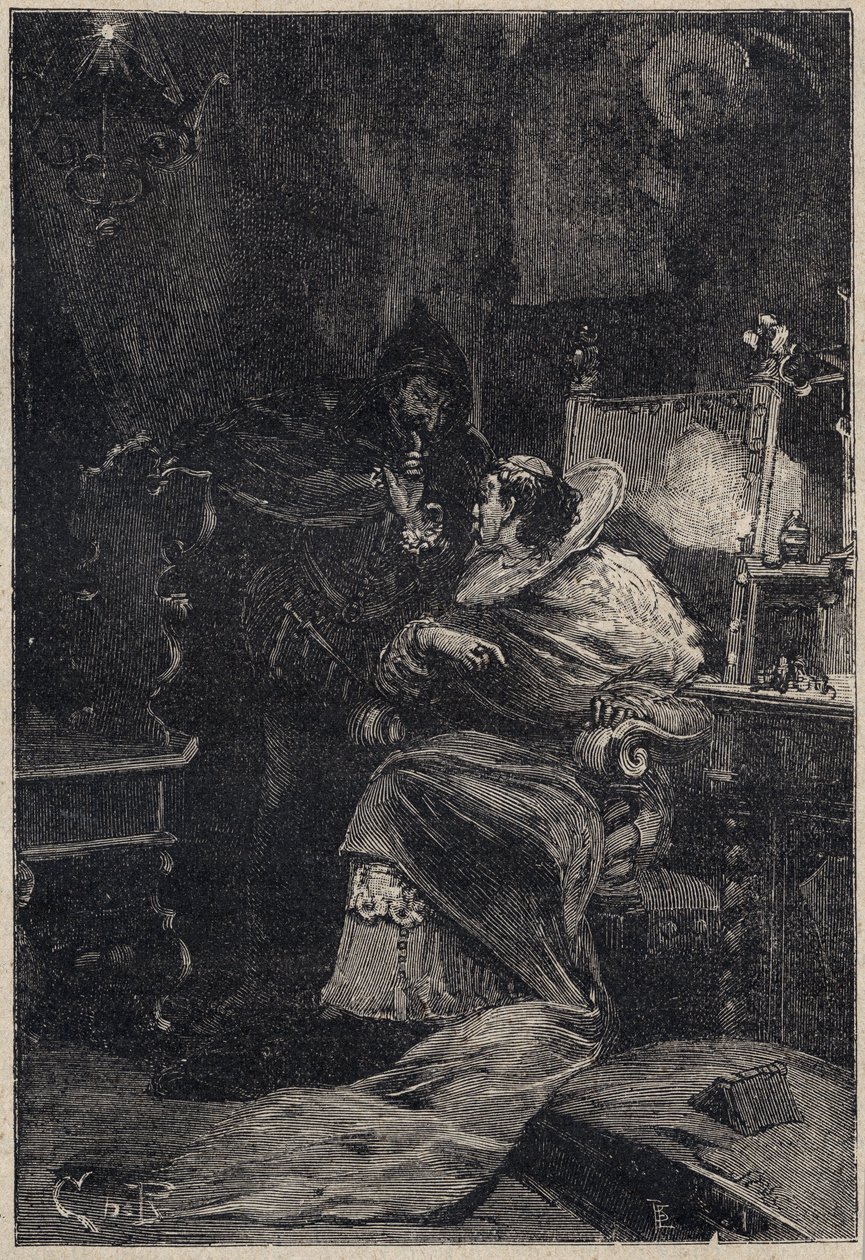 Rodrigo Borgia og Ascanio Maria Sforza Visconti (1455-1505) - gravering fra 