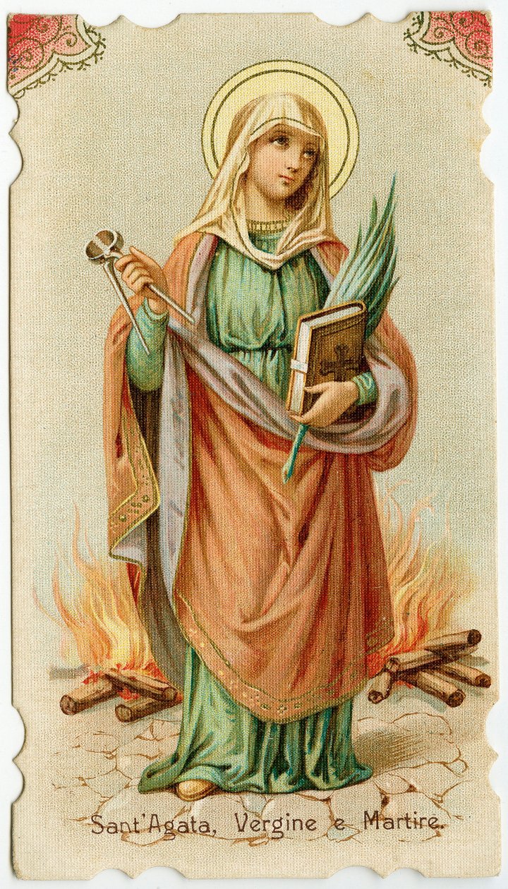 Saint Agatha av Sicilia (gravering av Anonymous Anonymous