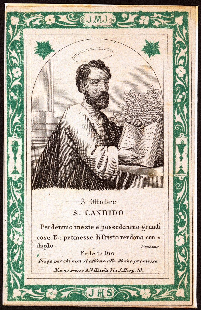 Saint Candide Pious bilde. Postkort. begynnelsen av det 20. århundre. Privat samling av Anonymous Anonymous