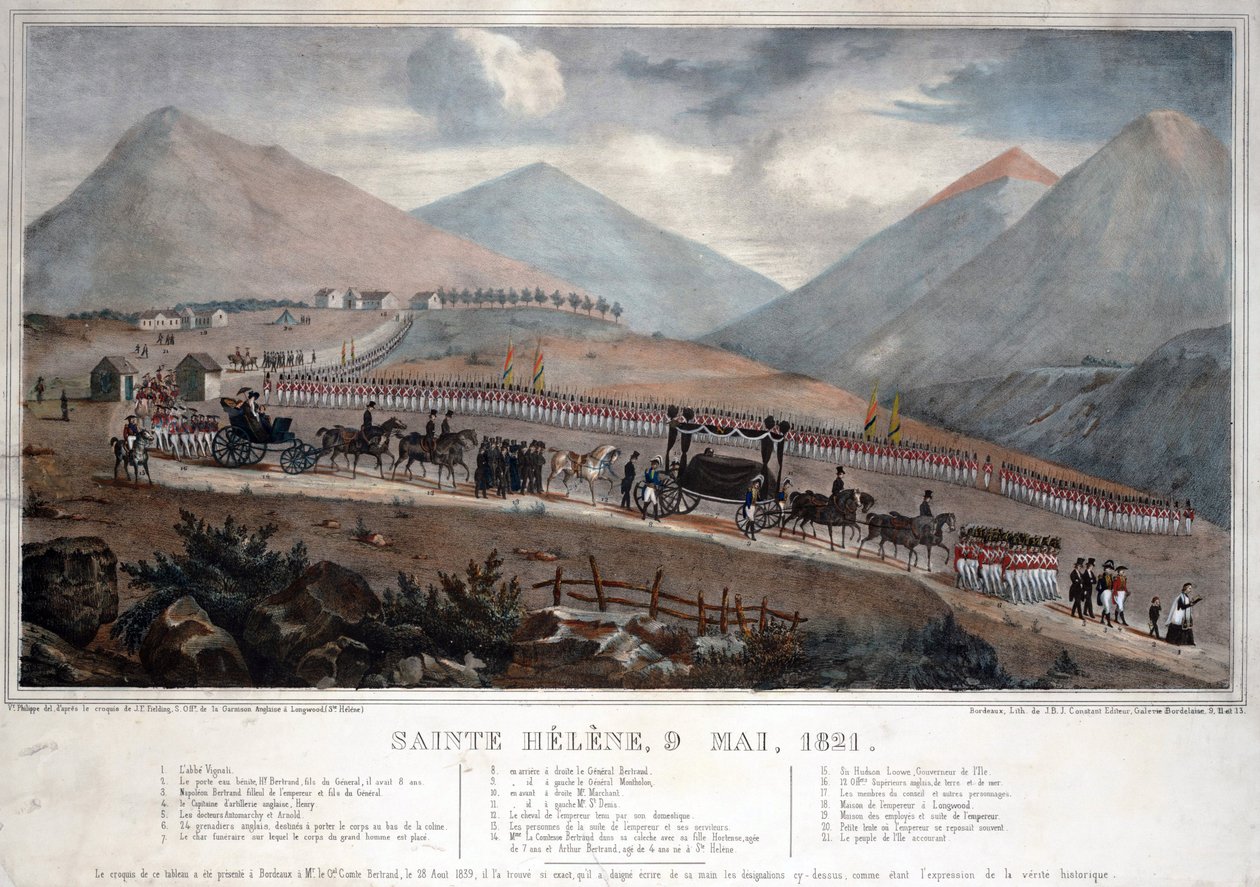 Saint Helena, 9. mai 1821 - Anonym - 1839 - Fargelitografi - 59,9x84 - Privat samling av Anonymous Anonymous