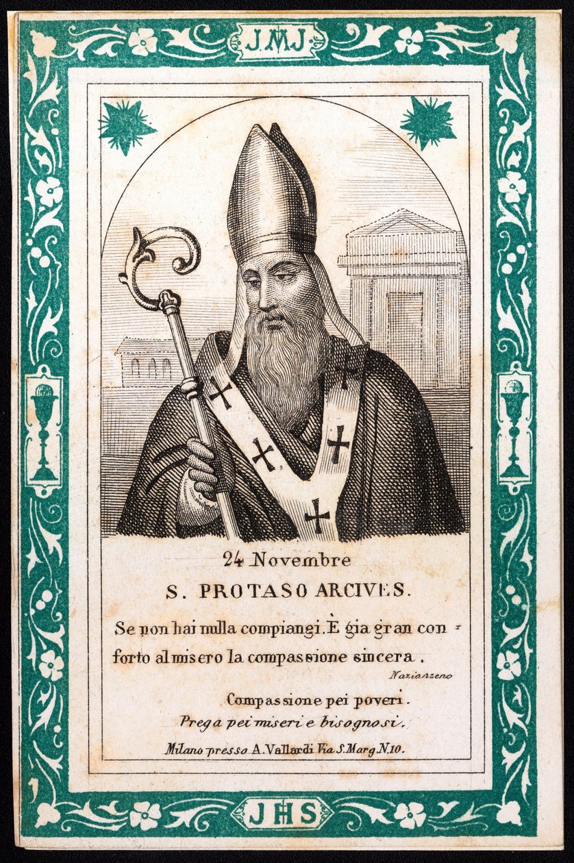 Saint protais, eveque av Milan Pious bilde. Postkort. Begynnelsen av det 20. århundre. Privat samling av Anonymous Anonymous