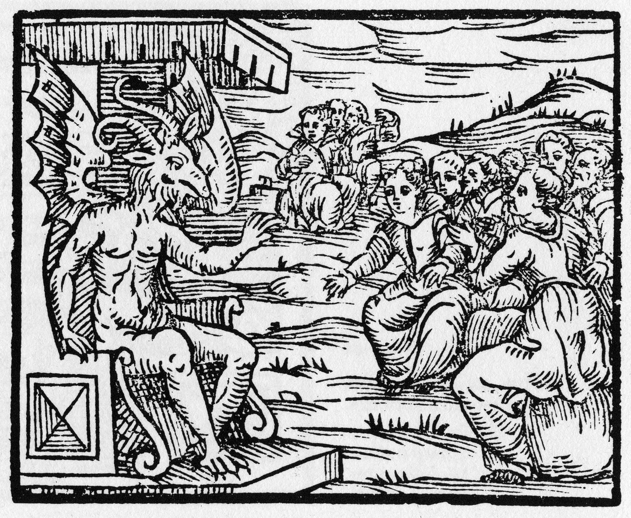 Satan henvender seg til trollmenn - "Compendium Maleficarum", tar for seg hekser, deres ondskap og deres sorteringer av Francesco Maria Guazzo eller Guaccio eller Guaccius (15?? -16??) 1608 Private Collection av Anonymous Anonymous