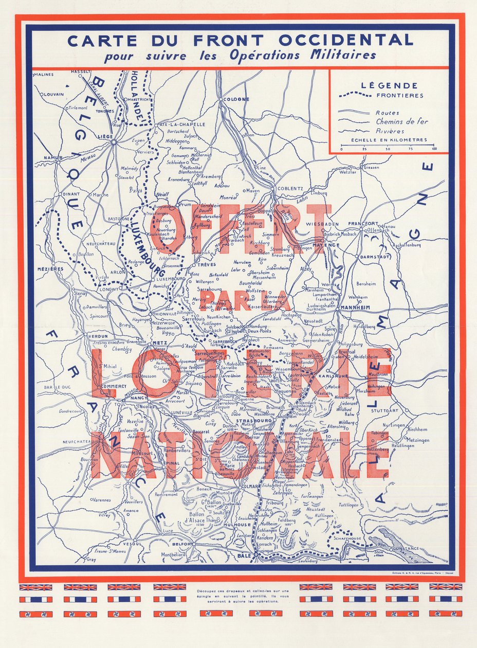 Andre verdenskrig (2. 2. 2. IIIe 39-45 1939-1945) - Krig 1939 1945 - Kart over vestfronten, donert av National Lottery av Anonymous Anonymous