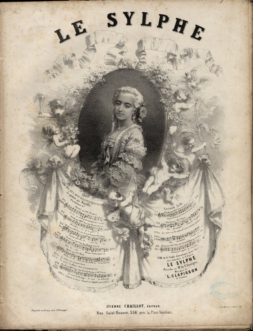 Noter til "" Le Sylphe"" opera-comique i 2 akter, tekster av M. de Saint-Georges, musikk av M. Louis Clapisson 1808-1866 Privat samling. av Anonymous Anonymous