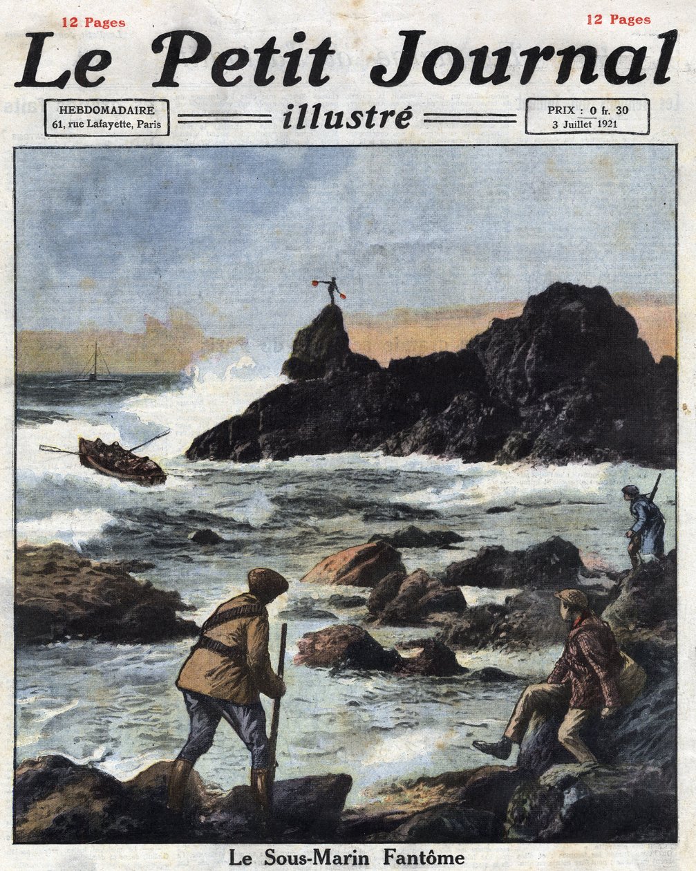 Sinn feiners (sinn-feiners), medlemmer av den irske republikanske hæren (IRA) politiske gren i Irland, går om bord på båter for å nærme seg ubåter fra USA, og forsyner i all hemmelighet Irland med våpen og ammunisjon. Illustrasjon hentet fra "" Le petit av Anonymous Anonymous