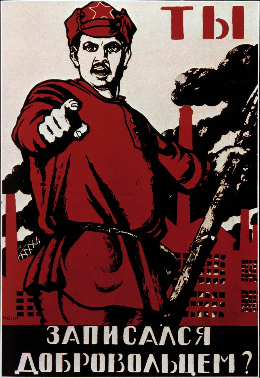 Sovjetisk revolusjonær propagandaplakat som appellerer til russerne mot generalene fra den hvite armen, og samler motstandere av kommunistene etter den bolsjevikiske revolusjonen i 1917 av Anonymous Anonymous