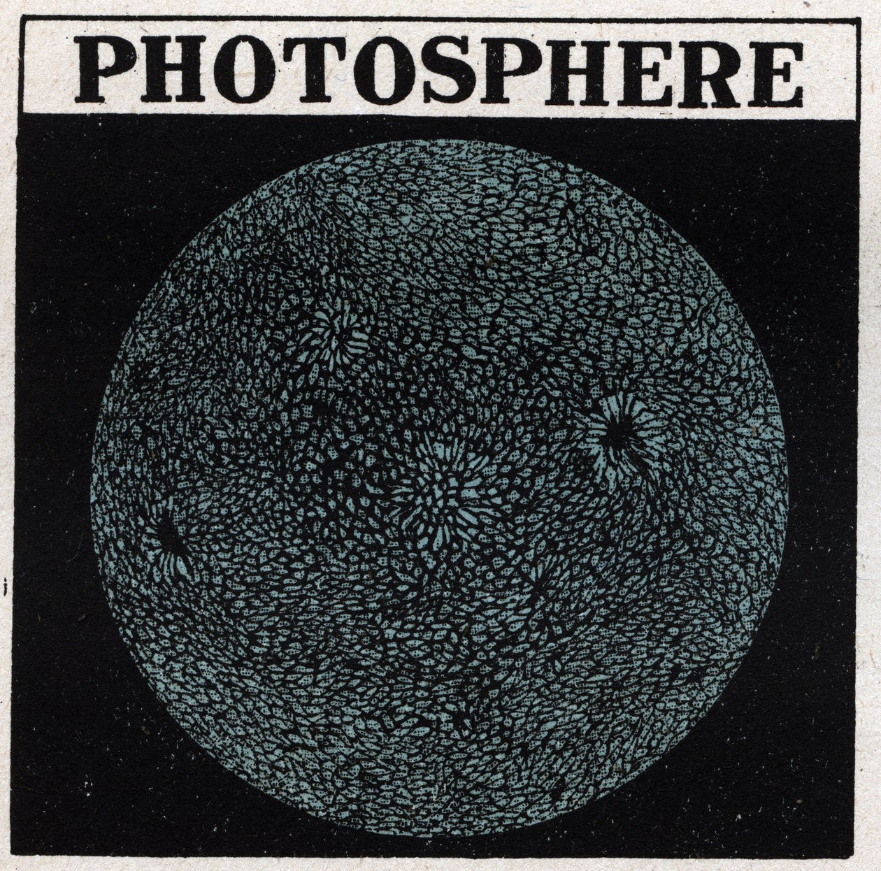 Spectral analysis: composition of the sun. The surface of the sun is called the photosphere. Anonymous illustration from 1925. Private collection. av Anonymous Anonymous