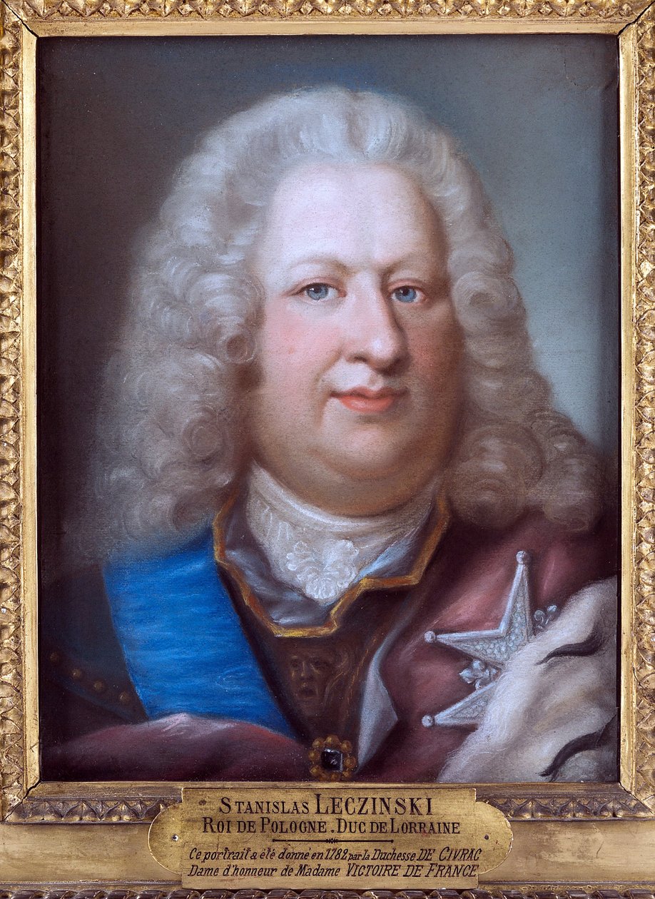 Stanislas I Leczinski, kalt Beneficenten - Portrett av Stanislaw I Leszczynski (1677-1766), konge av Polen - Anonym. Pastell på papir, ca. 1755. Størrelse: 39x29,5 cm. Privat samling av Anonymous Anonymous