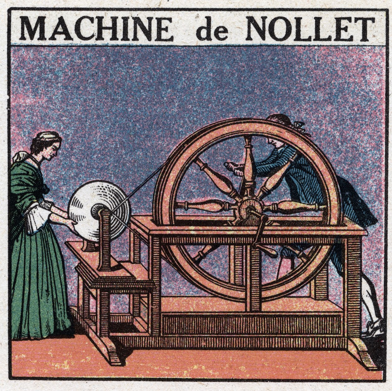 Statiske maskiner: maskinen til abbeden Jean Antoine Nollet (Jean-Antoine) (1700-1770) oppfunnet i 1740. Anonym illustrasjon fra 1925. Privat samling. av Anonymous Anonymous