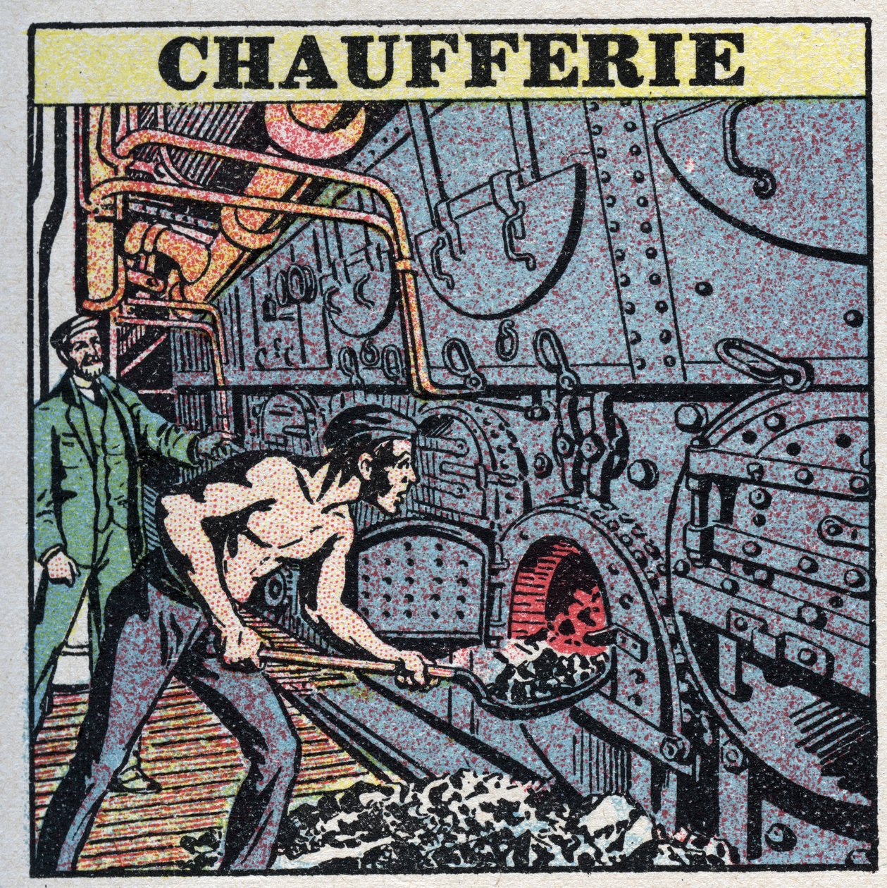Steam generators: boiler room. Anonymous illustration from 1925. Private collection. av Anonymous Anonymous