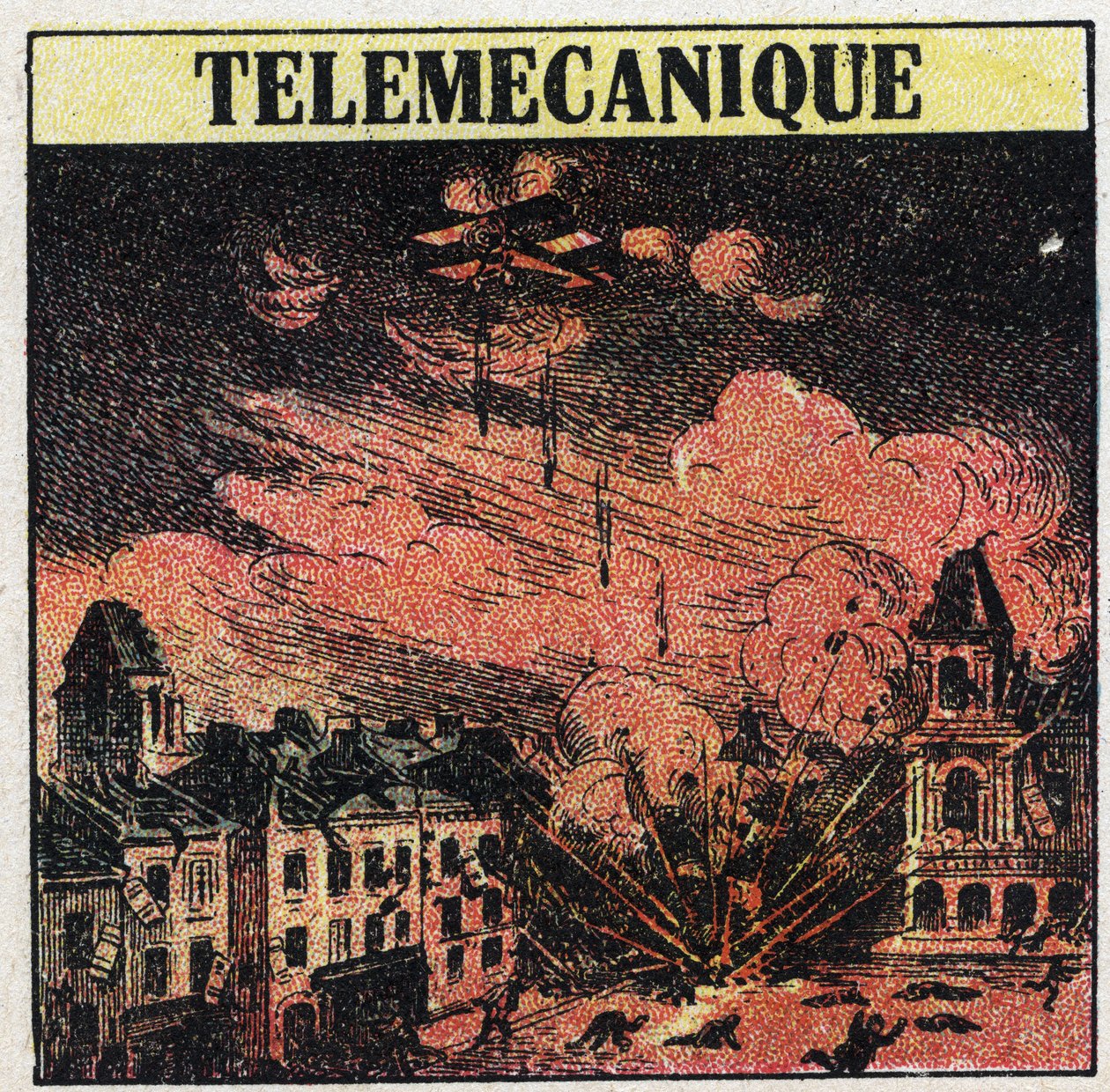 T.S.F.: telemekanikk, kunsten å kontrollere avstand ved hjelp av elektromagnetiske bølger. Anonym illustrasjon fra 1925. Privat samling. av Anonymous Anonymous