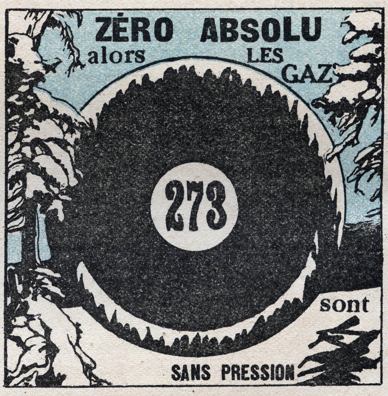 Temperatur og ekspansjon: absolutt null (- 273 grader celsius). Anonym illustrasjon fra 1925. Privat samling. av Anonymous Anonymous