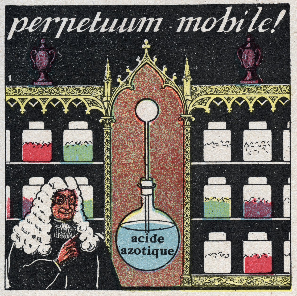 Temperature and expansion: the “mobile perpetuum”, the first thermometer used by apothecaries in the 16th century. Anonymous illustration from 1925. Private collection. av Anonymous Anonymous