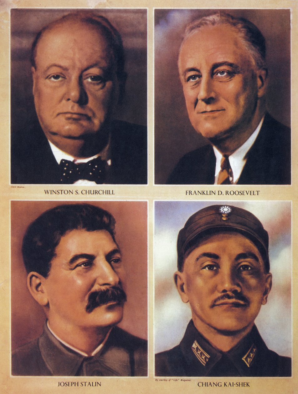 De allierte lederne av andre verdenskrig - Winston Churchill, Franklin Delano Roosevelt, Joseph Stalin og Chiang Kai Shek - 1943 av Anonymous Anonymous